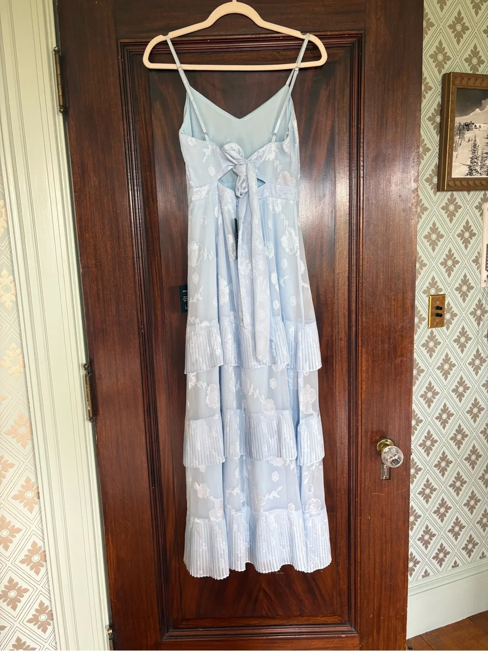 Lulu's Soft Blue Floral Tiered Maxi Dress - Picture 5 of 6